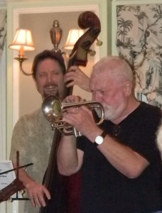 Tony on cornet, Jesse smiling on string bass