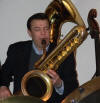 Vince Giordano and his soprano sax, tuba, and acoustic bass