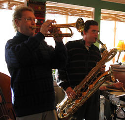 Scott on cornet, John on bari sax