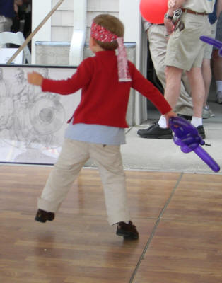 6 year-old pirate with baloon sword