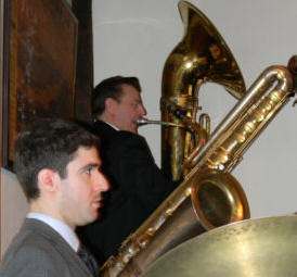 Vince on tuba, Kevin drums