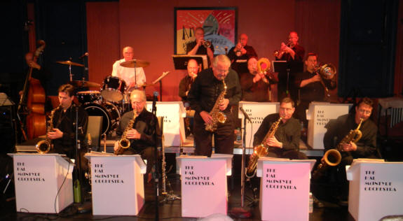 Drummer Don Pentleton, 5 saxes, 3 trombones, 3 trumpets