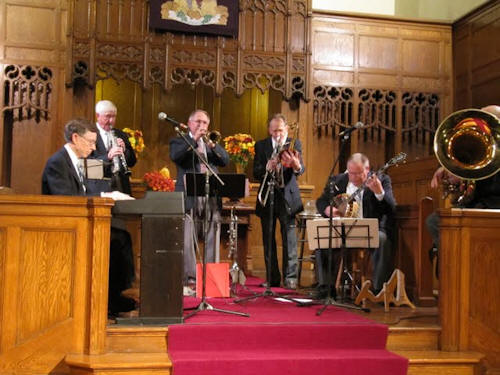 the band playing in the church