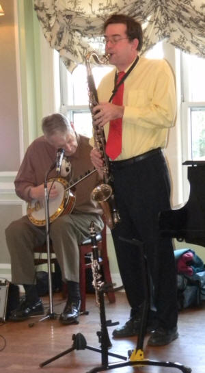 Jimmy Mazzy banjo, John Clark bass clarinet